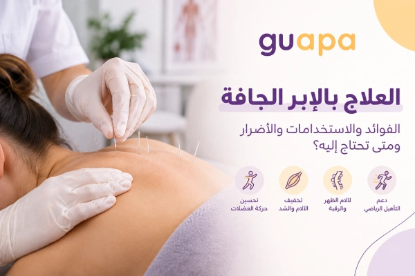صورة توضيحية لـ العلاج بالإبر الجافة، تعرض استخدام الإبر في العضلات للمساعدة على تخفيف الألم والشد العضلي وتحسين الحركة .